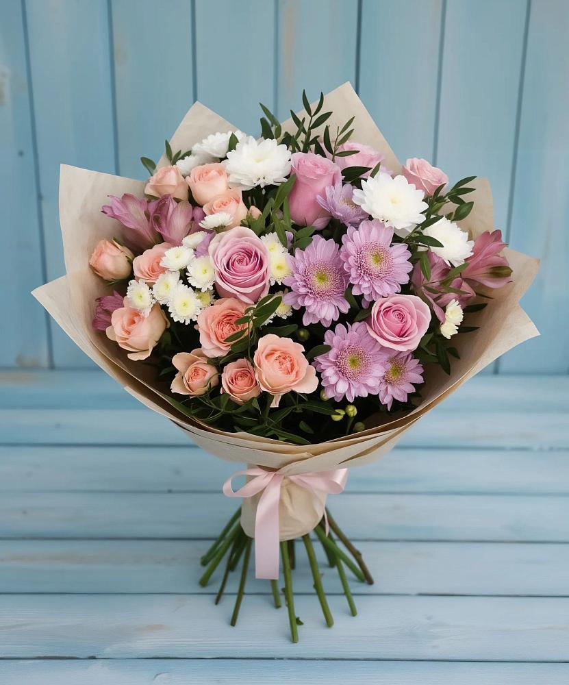 Букет цветов из: Хризантемы, Розы и Альстромерии в Константиновке