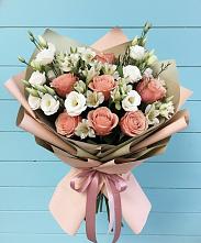 Букет цветов из:  Розы, Альстромерии и Лизиантусы в Константиновке
