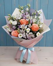 Букет цветов из:  Лизиантусы, Розы, Альстромерии и Гипсофила #REPLACE_PRED# Константиновке