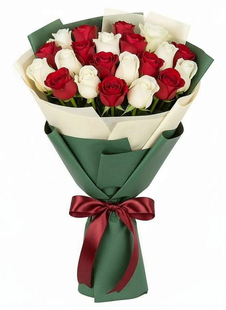 Букет Микс из красных и белых роз в Константиновке