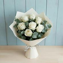 Букет Белые розы в Эвкалипте в Константиновке