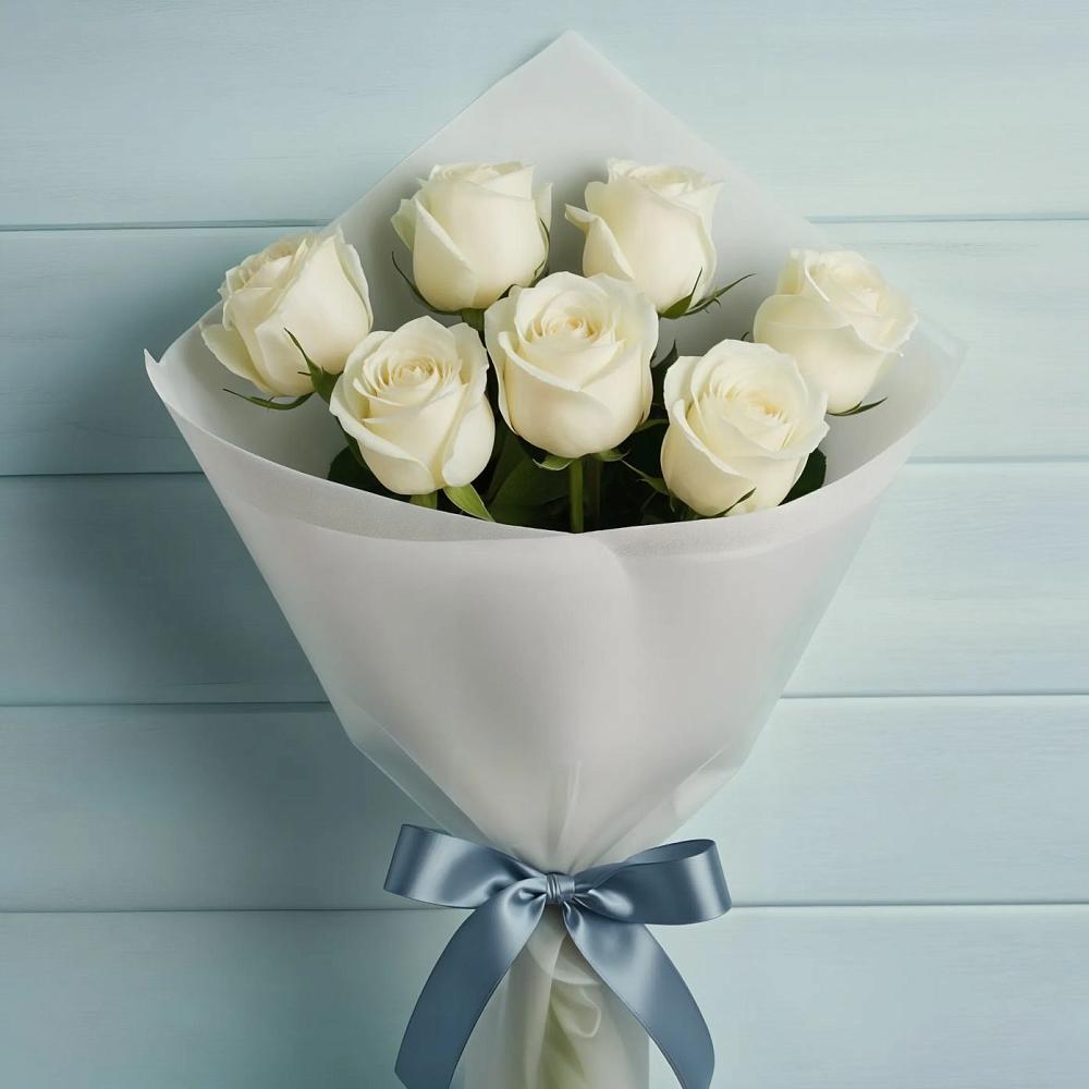 Букет 7 Белых роз Эдлесс Лав в Константиновке